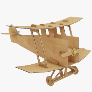 3D pbr cardboard airplane