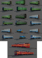 3D freight train locomotives model