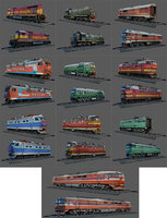 3D freight train locomotives