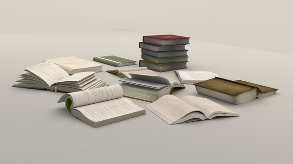 3D model books open texts