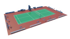 3D badminton court rackets model