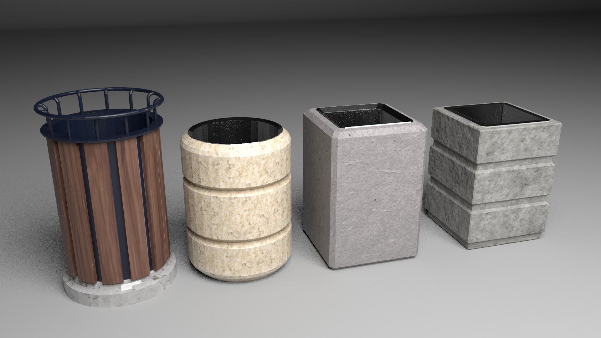 Concrete bin set pack 3D - TurboSquid 1478341