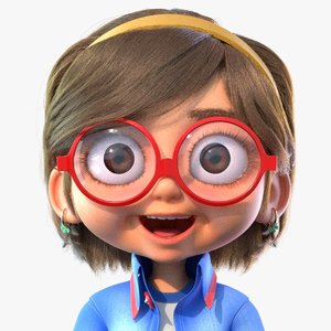 cartoon girl rigged animates 3D model