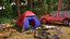 camping tents jungle lake 3D model