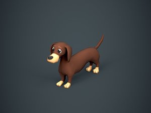 3D stylized dachshund dog model