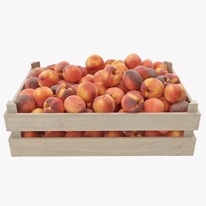 3D peaches 01-04 wooden crate model