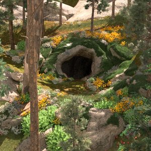 cave entrance jungle 3D