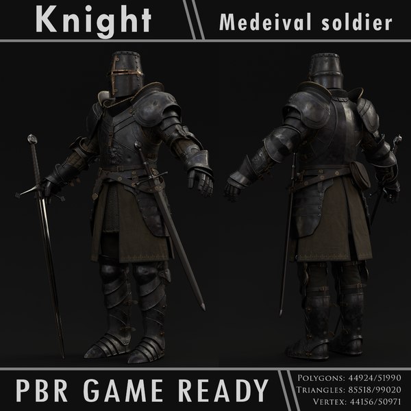 knight character games 3d model
