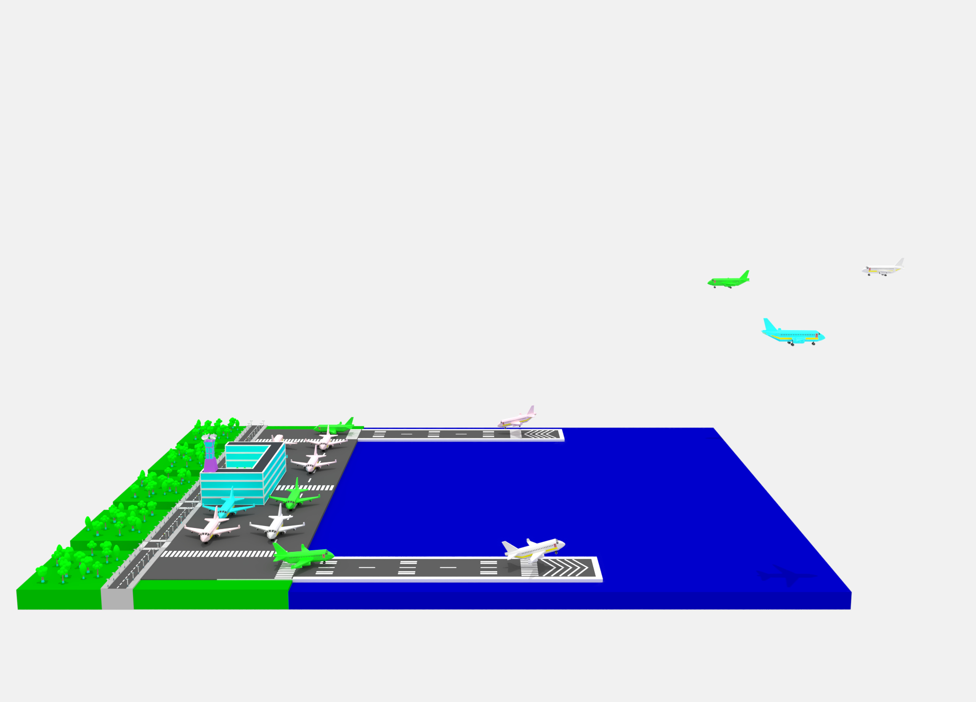 卡通簡單機場套餐3d模型