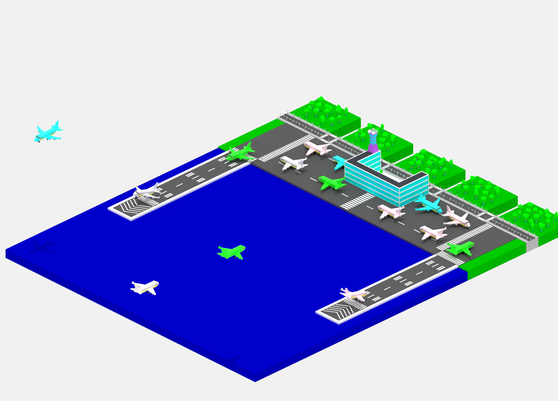 cartoon simple airport package 3d model