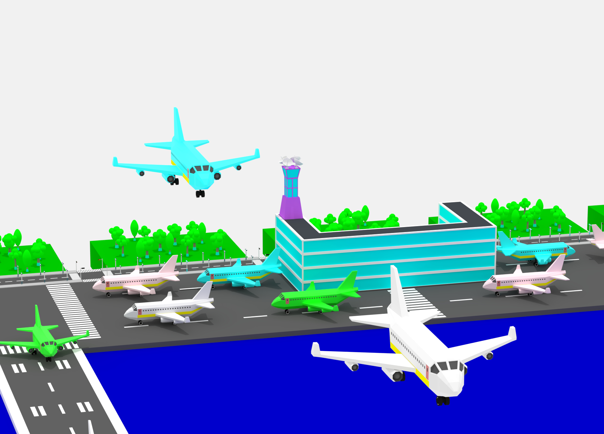 cartoon simple airport package 3d model