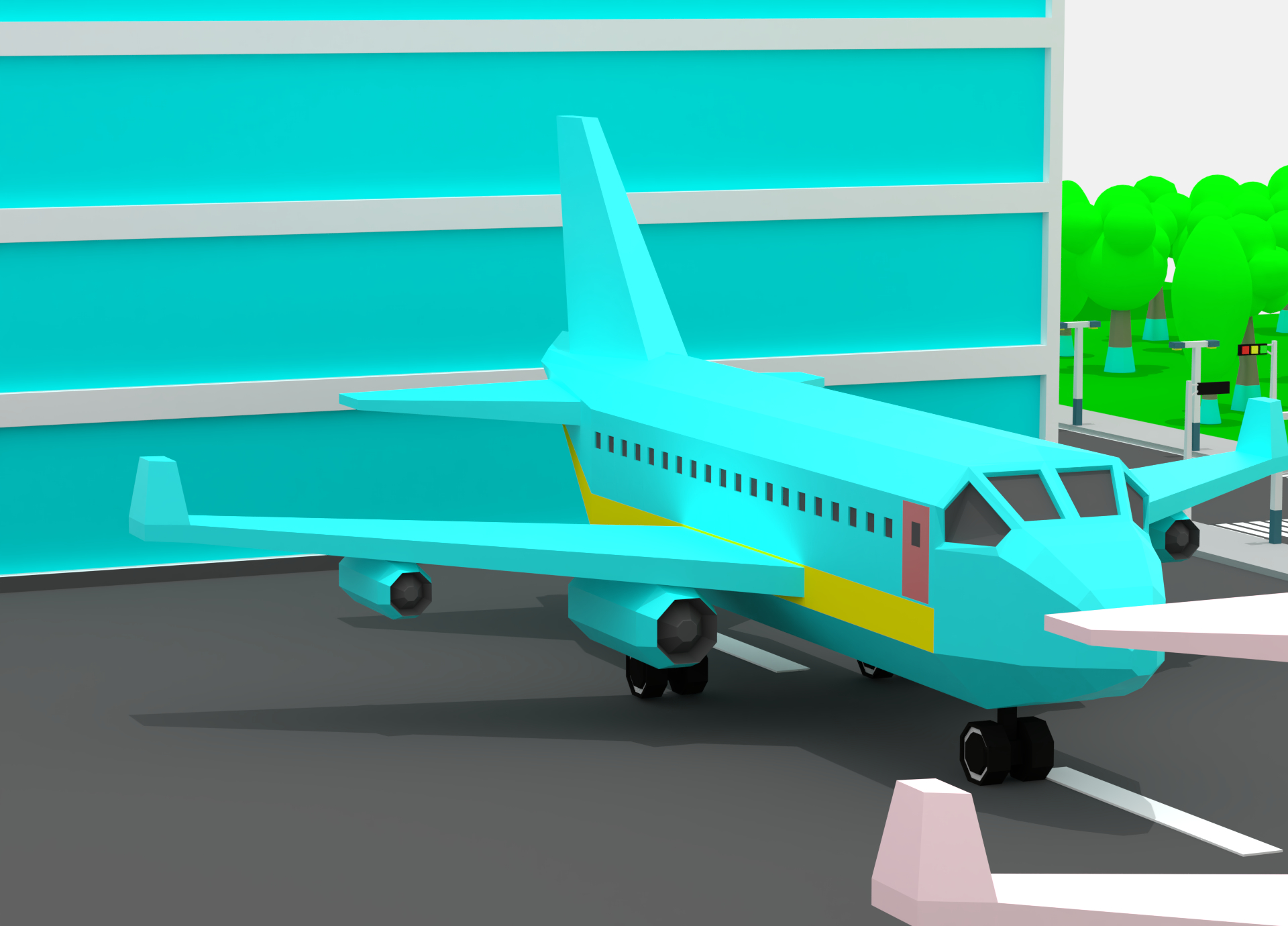 cartoon simple airport package 3d model