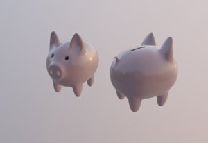 3D piggy bank pig model