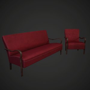 3D unity sofa 1 armchair model