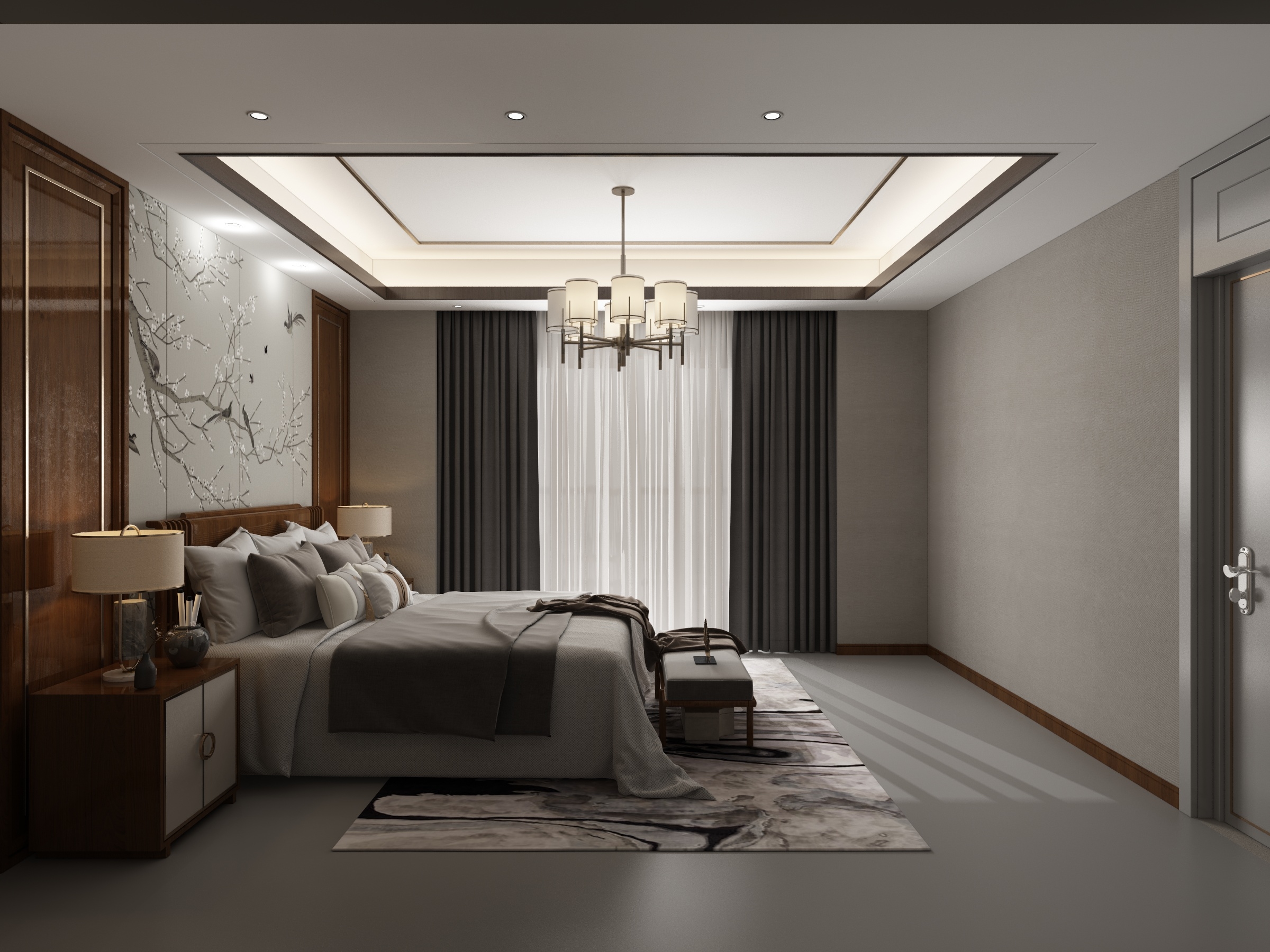 3d Model Bedroom 4100x4100 Balcony 5600x6500 Turbosquid 1480136