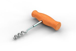 3D corkscrew screw cork model