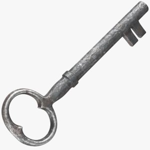 real old rusted key 3D model