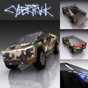 3D model tesla cyber military truck