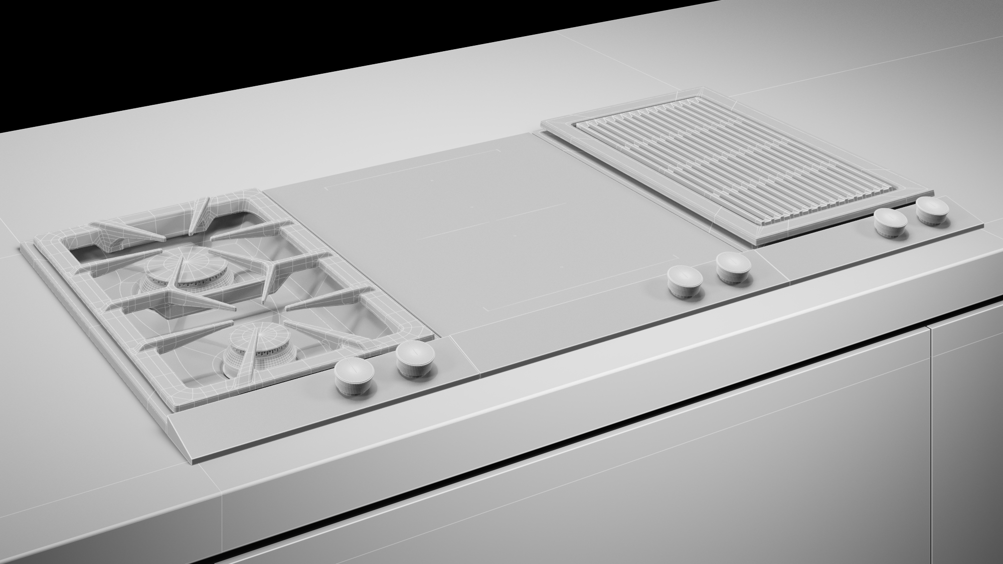 Gaggenau gas cooktop grill model TurboSquid 1480548