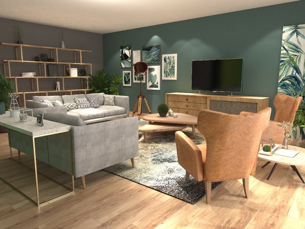 3D realistic scandinavian interior model