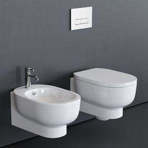 3D toilet m2 55 wall-hung model