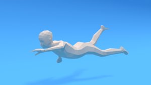 3D swimming kid model