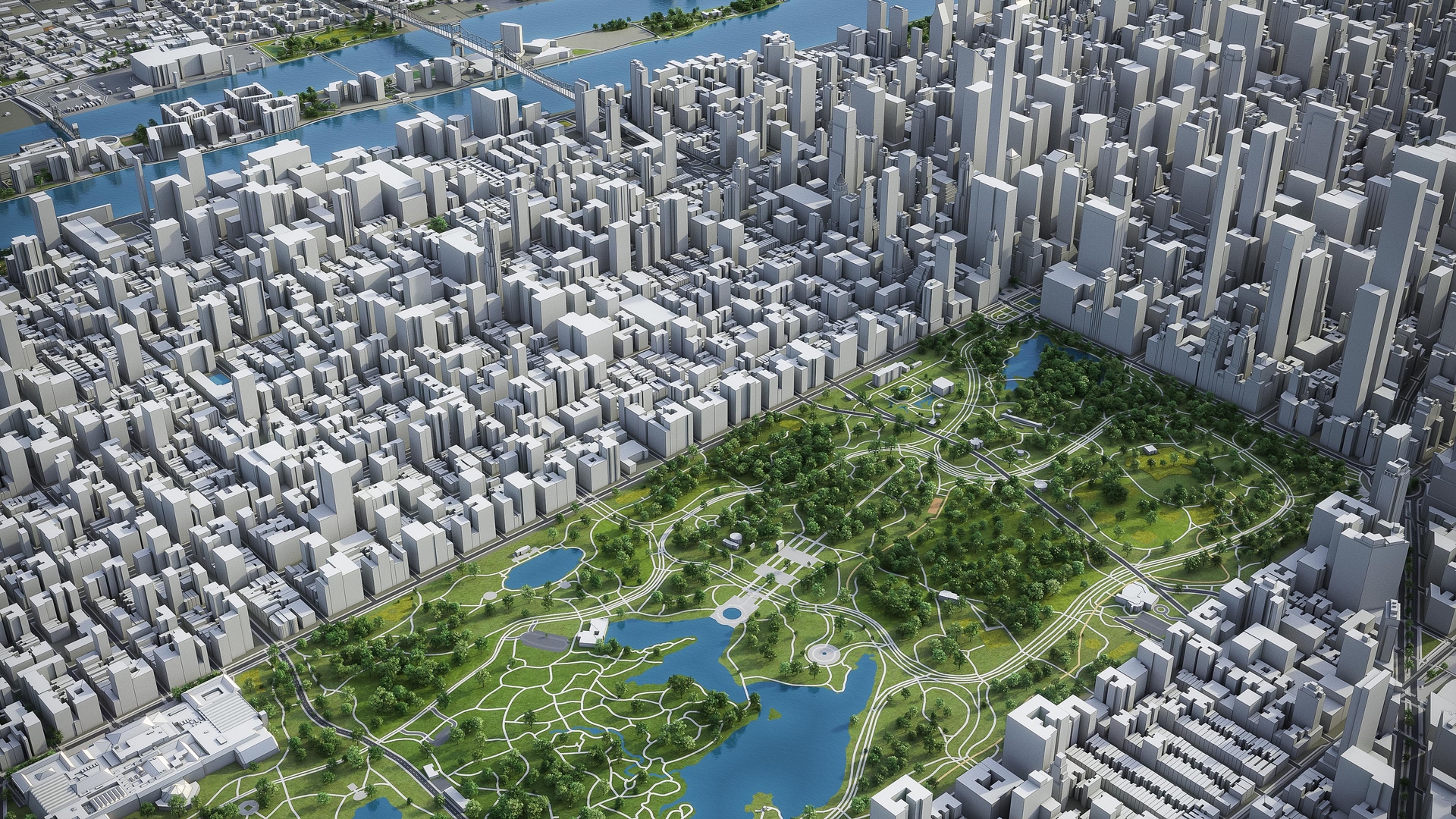 3D central park surrounding model TurboSquid 1482744