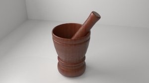 wood mortar pestle 10 3D model