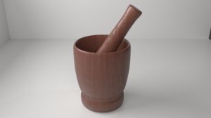 wood mortar pestle 11 3D model