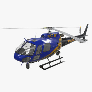 helicopter as-350 miami city 3D model