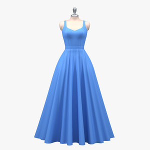 3D model elegant gown dress