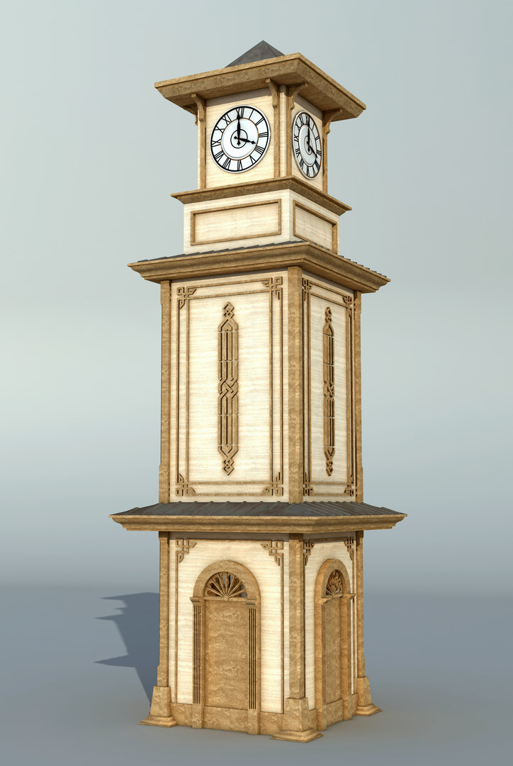 3D clock tower TurboSquid 1484284