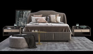 bedroom furnishing set bed 3D model