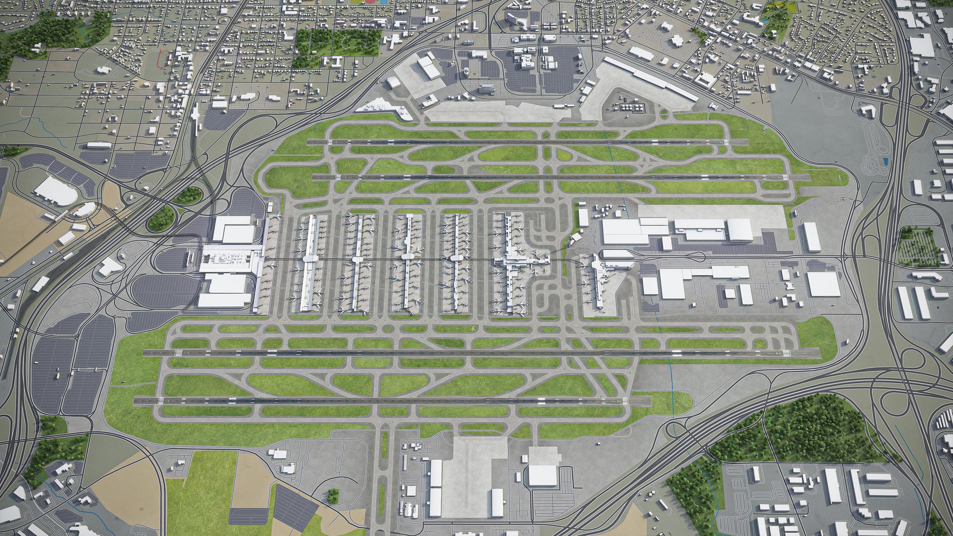 3D hartsfieldjackson atlanta international airport model TurboSquid