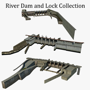 3D river dam locks