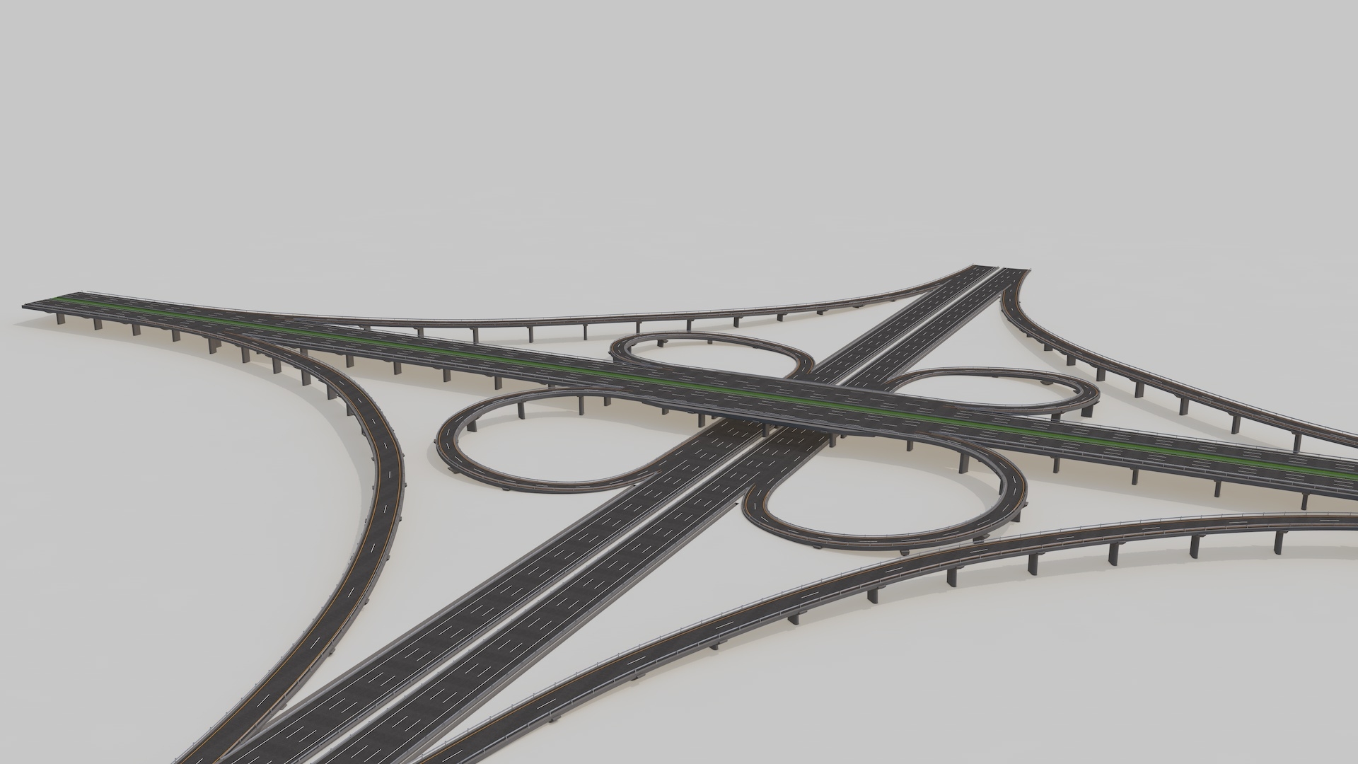 公路交叉口路桥3d模型