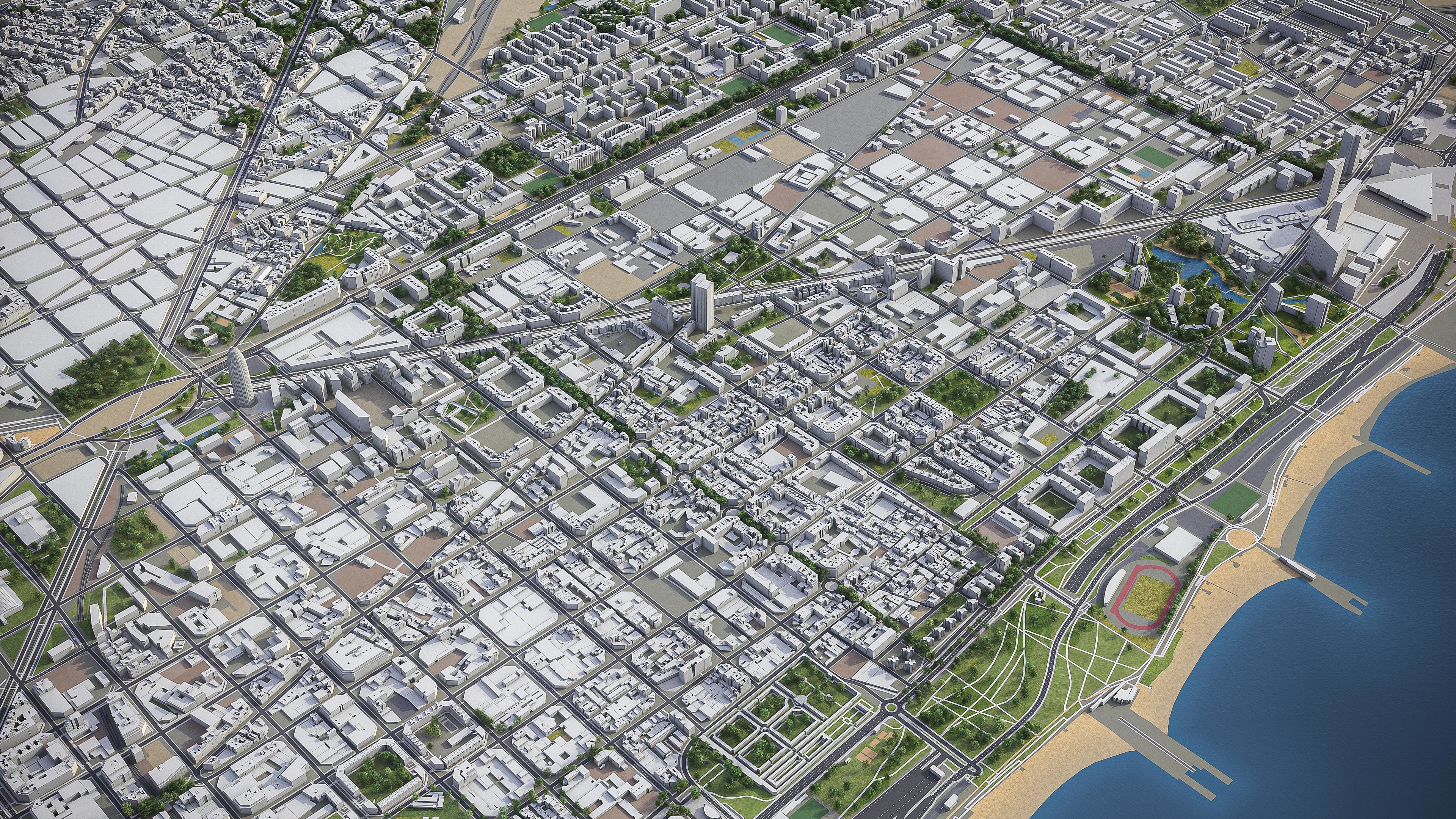 巴塞罗那 - 城市和周边地区3d模型