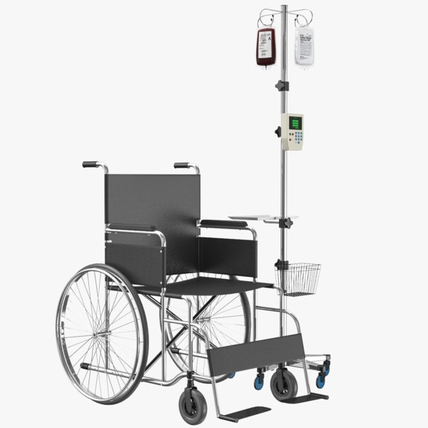 wheel chair iv stand 3D model