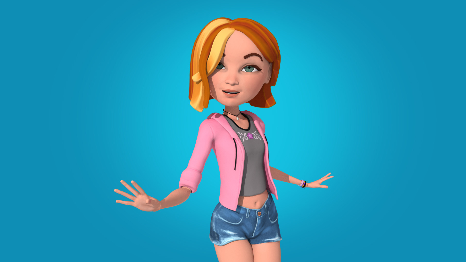 Cartoon girl character unity 3D model TurboSquid 1480348