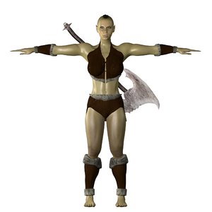 3D rigged female orc