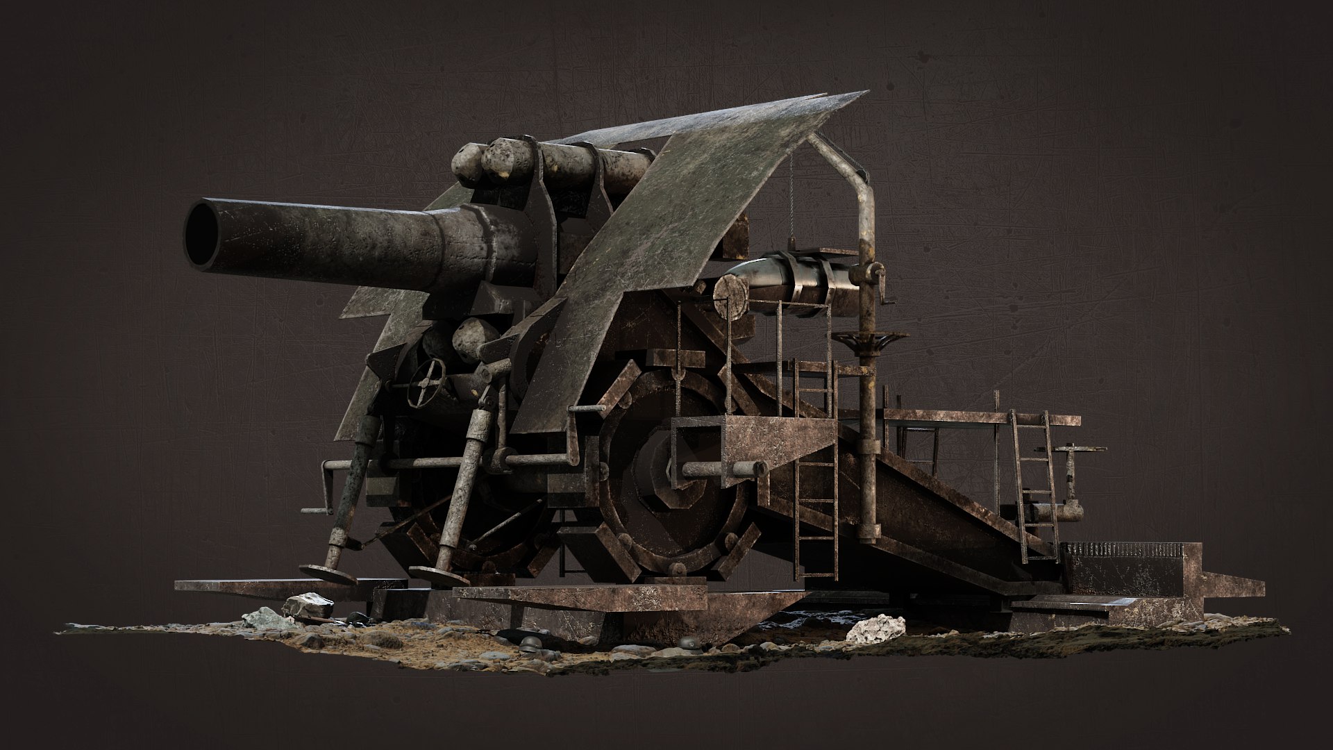 3D big bertha cannon ww1 - TurboSquid 1411550