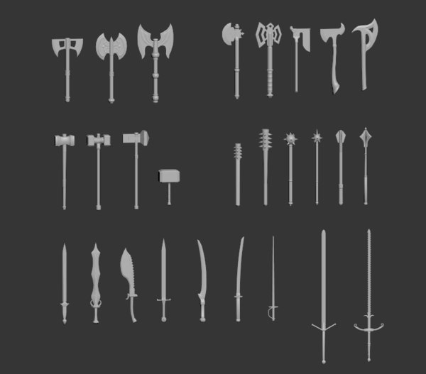 melee weapons 3d model