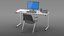 3D realistic office desk staff