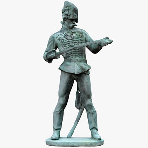 3D model statue old hussar