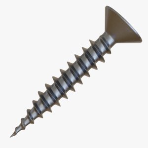 3D model chrome 10 gauge wood screw