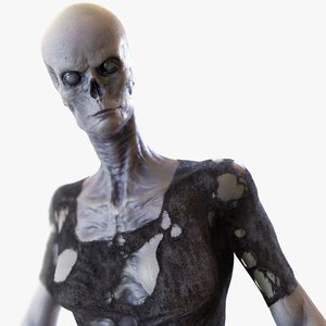 3D rigged zombie woman model