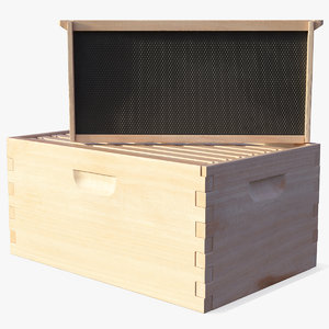 3D model wooden honey bee box