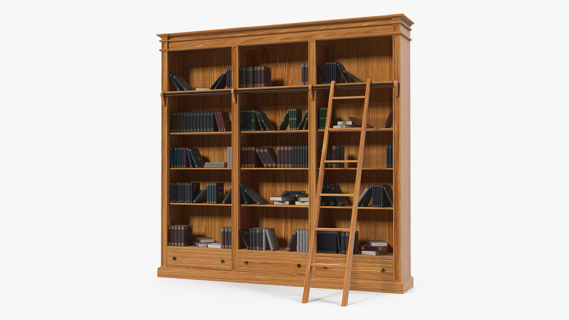 3D wood library bookcase books TurboSquid 1487037