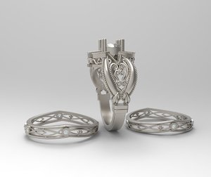 3D model engagement ring wedding band