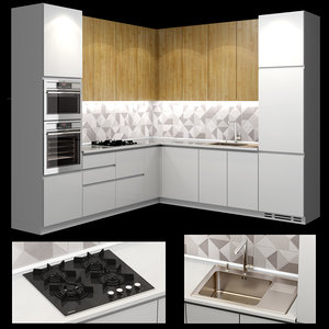 3D modern corner kitchen